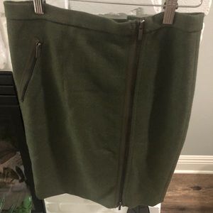 Army Green Pencil Skirt with Zipper